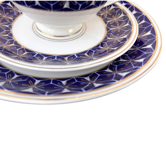 Image 1 of Vintage Lettin porcelain and cobalt breakfast service for Veb Porzellanwerk, Germany 1970