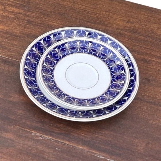 Image 1 of Vintage Lettin porcelain and cobalt breakfast service for Veb Porzellanwerk, Germany 1970