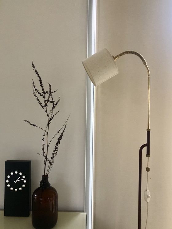 Image 1 of 1950s Standing Industrial Lamp Brass