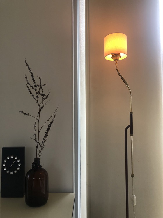 Image 1 of 1950s Standing Industrial Lamp Brass