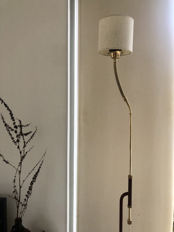 Image 1 of 1950s Standing Industrial Lamp Brass