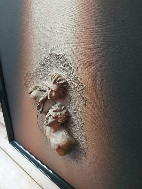 Image 1 of Arte murale 3D degli anni '70 (argilla su tela).