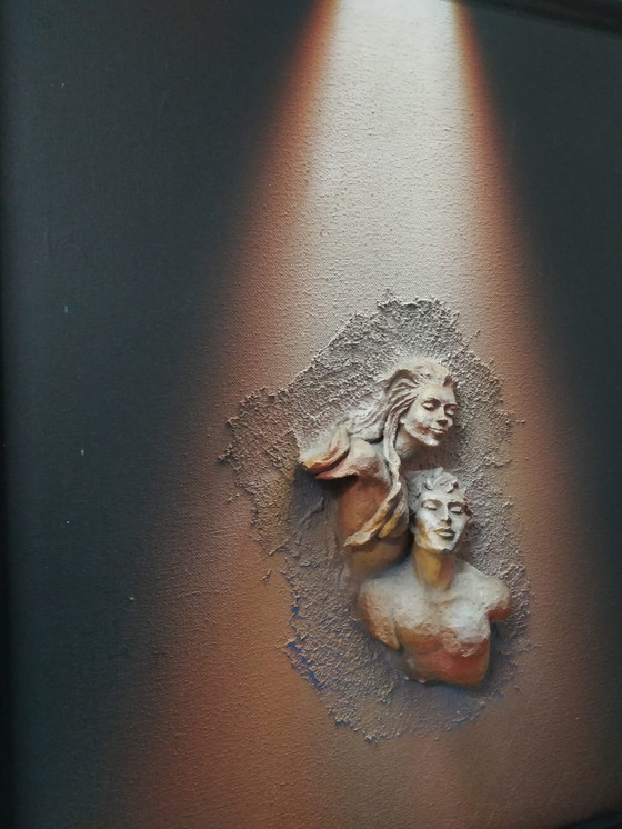 Image 1 of Arte murale 3D degli anni '70 (argilla su tela).