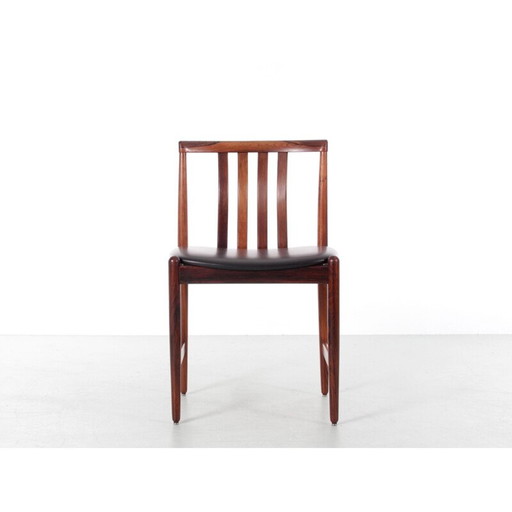 Set of 4 Scandinavian vintage chairs in rosewood and leather by Westnofa