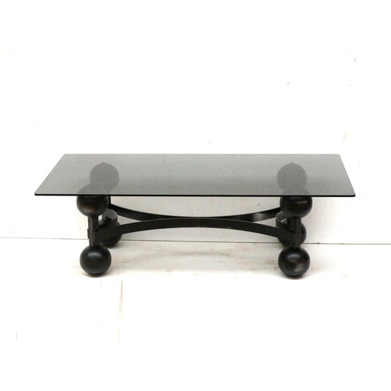 Image 1 of Large Vintage Brutalist Space Age Coffee Table With Glass Plate Made In The 1970s