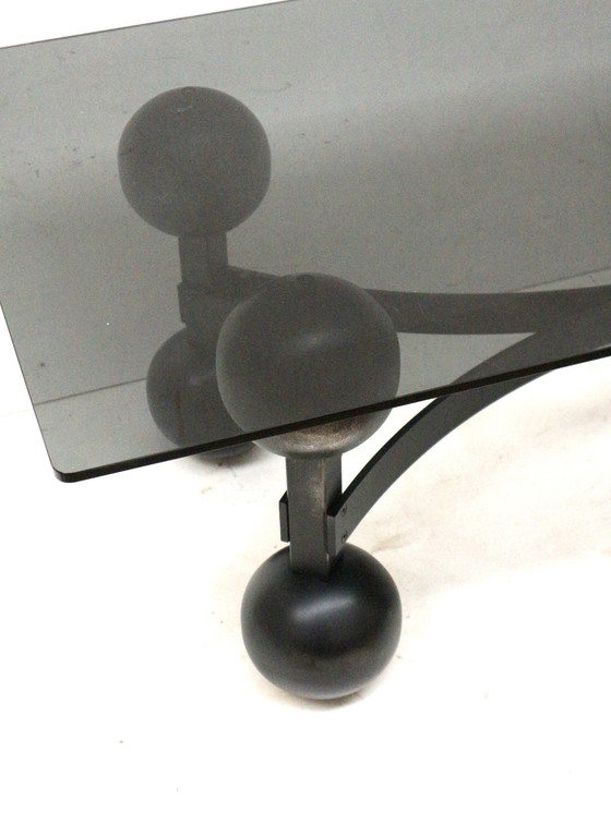 Image 1 of Large Vintage Brutalist Space Age Coffee Table With Glass Plate Made In The 1970s