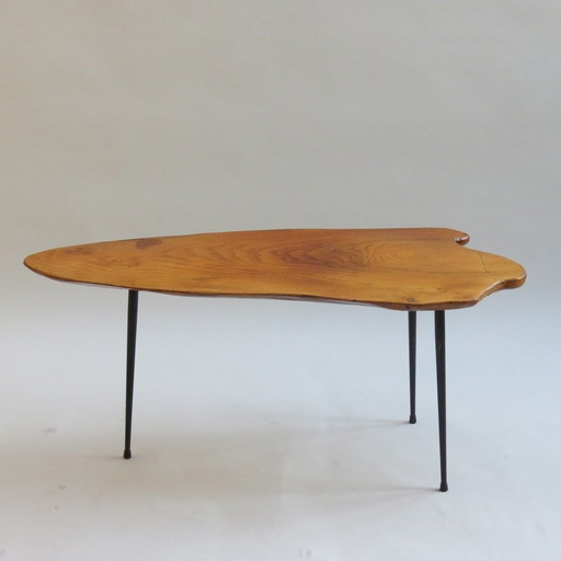 Midcentury 1950s Elm Waney Edge Coffee Table Carl Aubock Style