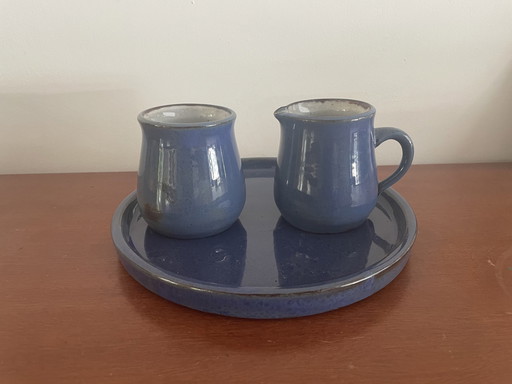 Pottery The Little Owl Rijswijk - Blue Art Pottery Cream Set