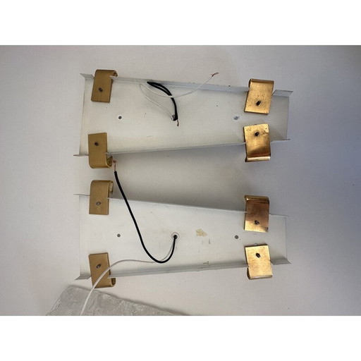 Pair of vintage frosted glass and metal wall lamps by Jt Kalmar, 1970