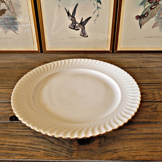 Image 1 of Large round Kaiser Jeannette porcelain dish, gold edging and twists