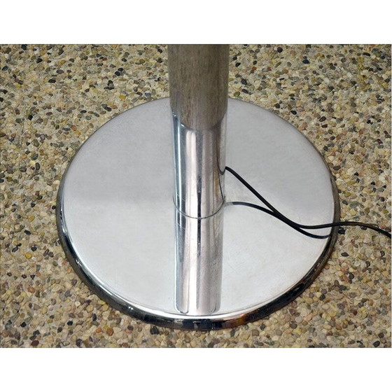 Image 1 of Vintage floor lamp in chromed metal and oplaine glass, Italy 1970