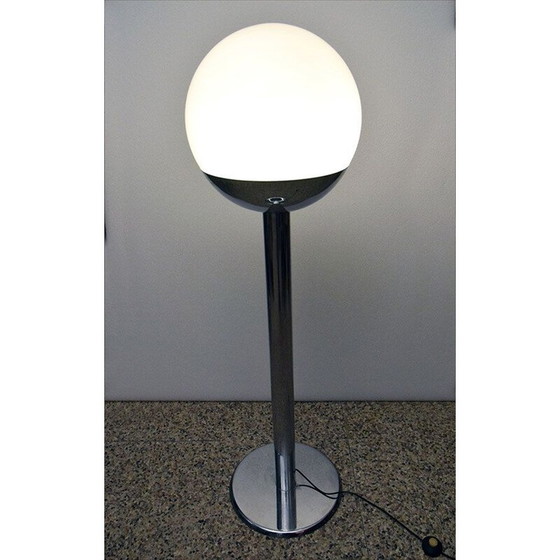 Image 1 of Vintage floor lamp in chromed metal and oplaine glass, Italy 1970