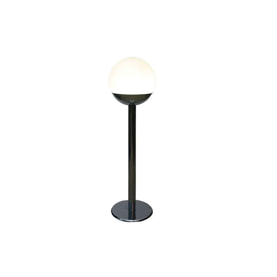 Image 1 of Vintage floor lamp in chromed metal and oplaine glass, Italy 1970