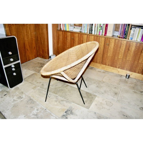 Image 1 of Poltrona vintage italiana con sfere in vimini, 1960