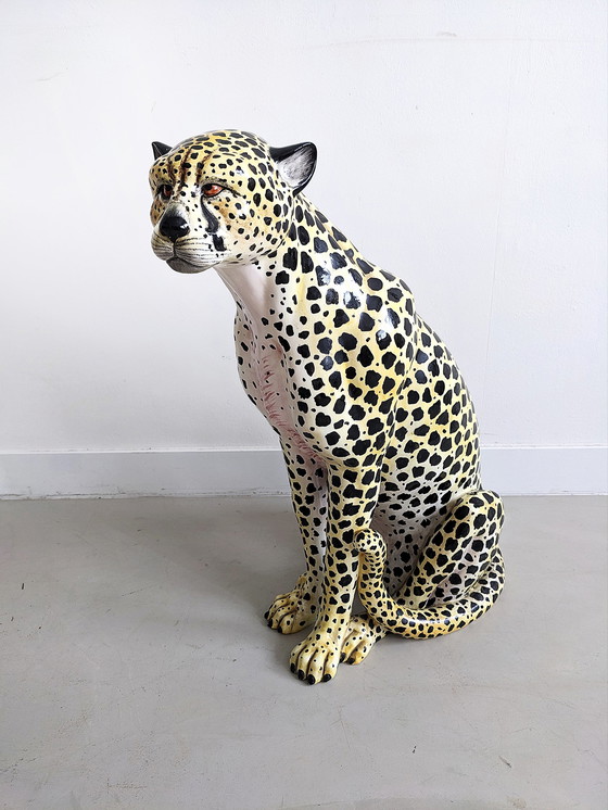 Image 1 of Ceramic Cheetah Statue 1970's