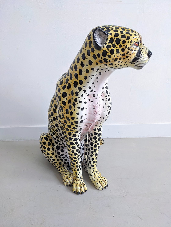 Image 1 of Ceramic Cheetah Statue 1970's