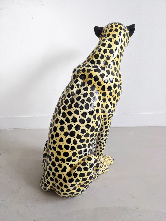 Image 1 of Ceramic Cheetah Statue 1970's