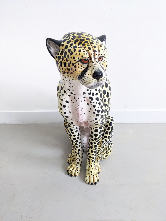 Image 1 of Ceramic Cheetah Statue 1970's