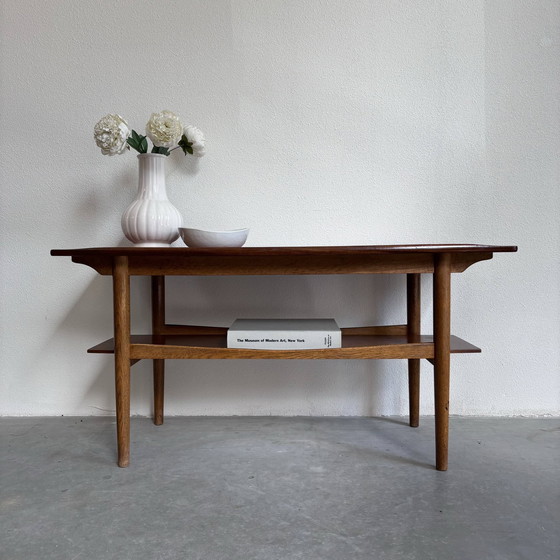 Image 1 of Table basse vintage en teck et chêne