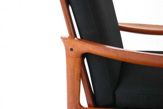 Image 1 of Glostrup Mid-Centtury Danish Teak Lounge Chair attribuee a Illum Wikkelso, new cover, new straps