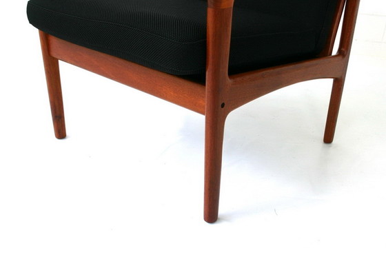 Image 1 of Glostrup Mid-Century Danish Teak Lounge Chair attributed to Illum Wikkelso, new cover, new straps