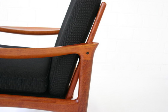 Image 1 of Glostrup Mid-Century Danish Teak Lounge Chair attributed to Illum Wikkelso, new cover, new straps