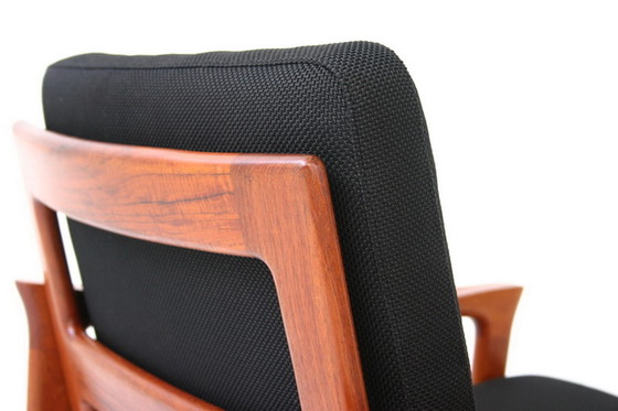 Image 1 of Glostrup Mid-Centtury Danish Teak Lounge Chair attribuee a Illum Wikkelso, new cover, new straps