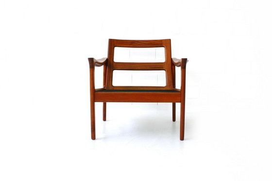 Image 1 of Glostrup Mid-Century Danish Teak Lounge Chair attributed to Illum Wikkelso, new cover, new straps