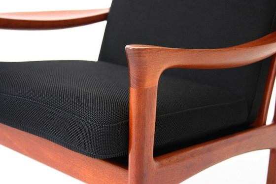 Image 1 of Glostrup Mid-Century Danish Teak Lounge Chair attributed to Illum Wikkelso, new cover, new straps