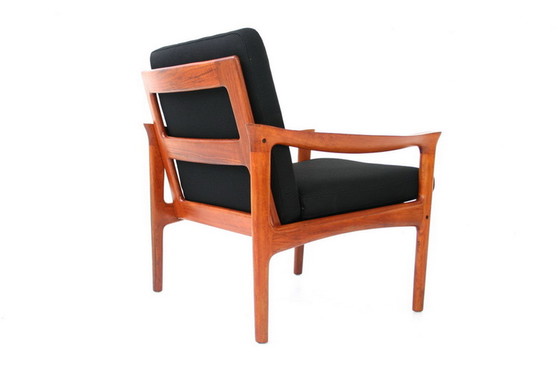 Image 1 of Glostrup Mid-Century Danish Teak Lounge Chair attributed to Illum Wikkelso, new cover, new straps