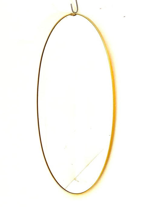 1X Midcentury Modern Gio Ponti Stye Oval Brass Mirror , Italy 1950S