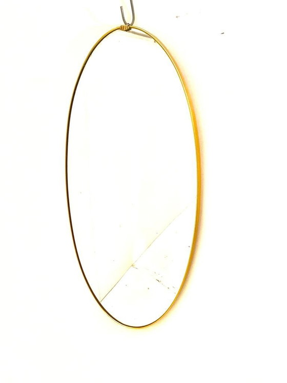 Image 1 of 1X Midcentury Modern Gio Ponti Stye Oval Brass Mirror , Italy 1950S