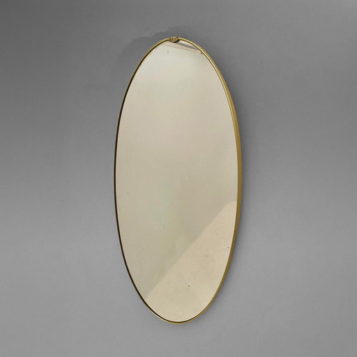1X Midcentury Modern Gio Ponti Stye Oval Brass Mirror , Italy 1950S