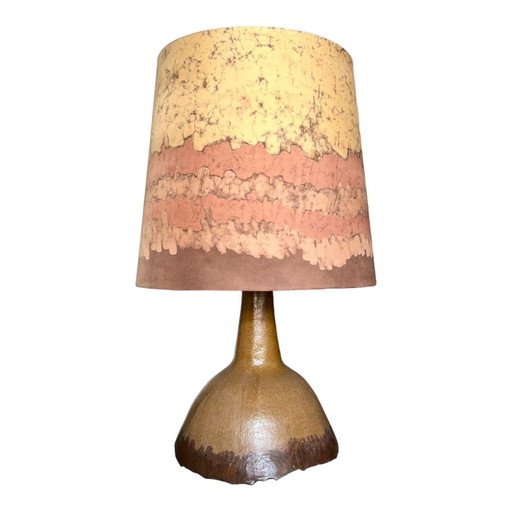 Lampe vintage en céramique avec abat-jour en soie