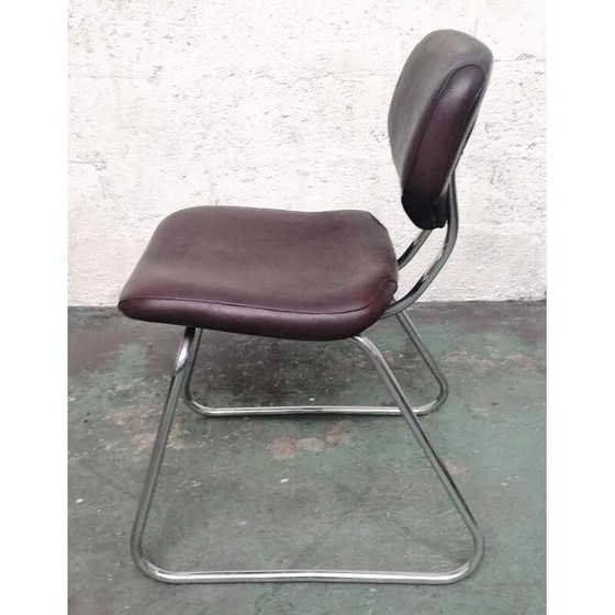 Image 1 of Stacking chair in chrome metal and leather