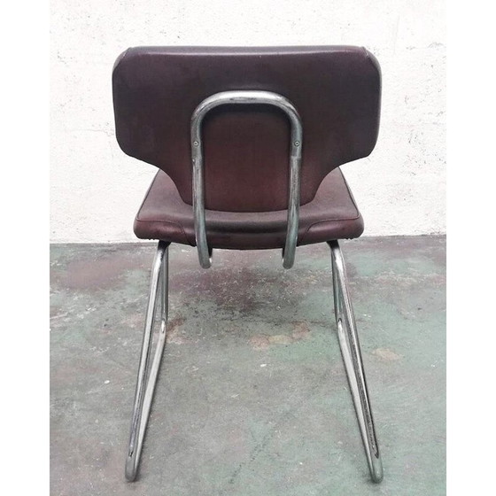 Image 1 of Stacking chair in chrome metal and leather