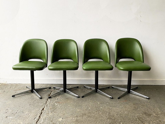 Image 1 of Set 4 Mid-Century Modern 1960S Swivel Dining/Kitchen/Office Chairs