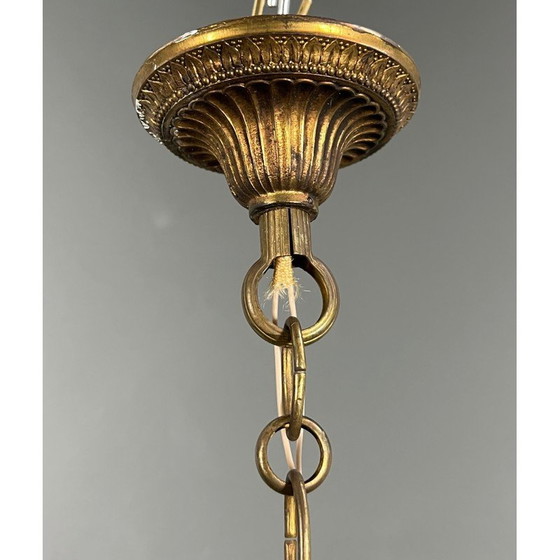 Image 1 of Vintage bronze chandelier with crystals, France 1900