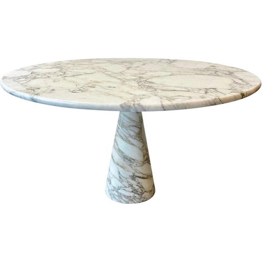 Vintage round Arabescato marble table by Angelo Mangiarotti for Skipper, Italy 1980