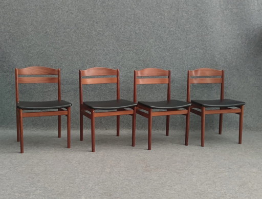 4× Danish chairs Mid - Century Modern Design Kitchen Chair Kitchen Chair Teak 60s Vintage Retro 60S