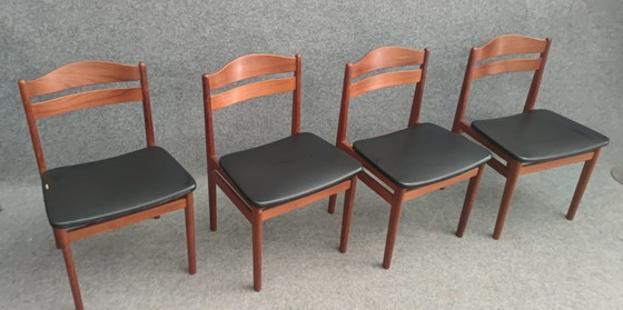 Image 1 of 4× Danish chairs Mid - Century Modern Design Kitchen Chair Kitchen Chair Teak 60s Vintage Retro 60S