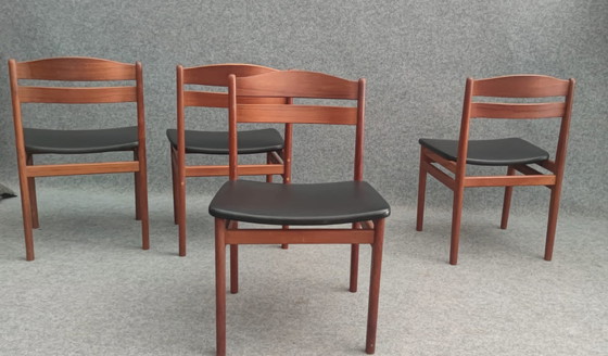 Image 1 of 4× Danish chairs Mid - Century Modern Design Kitchen Chair Kitchen Chair Teak 60s Vintage Retro 60S