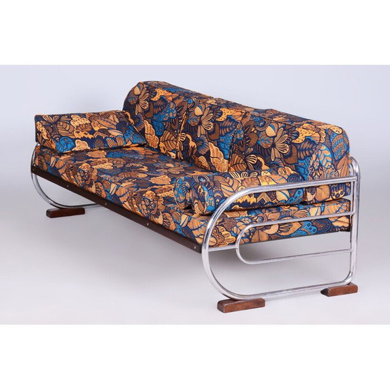 Image 1 of Vintage Bauhaus 3-seater sofa in chrome steel and beech by Robert Slezak, Czechoslovakia 1930