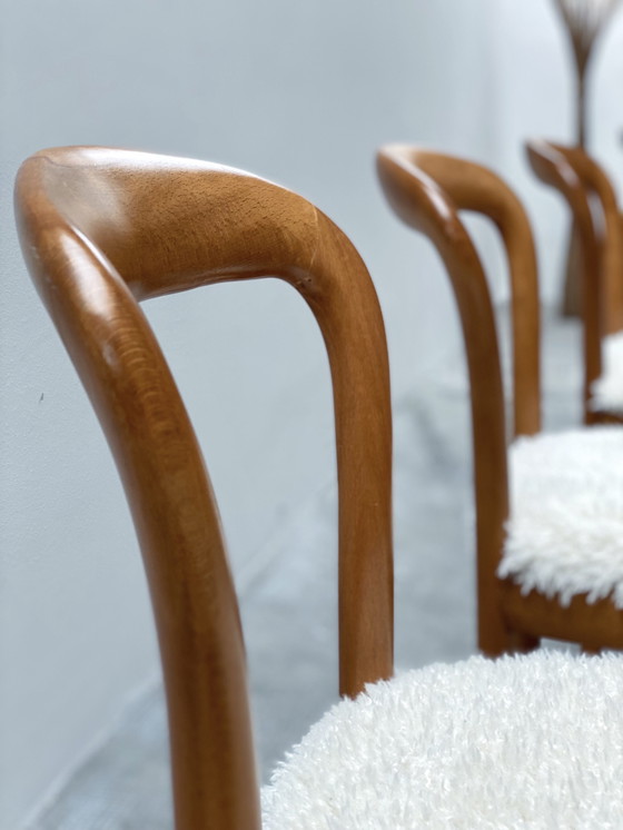 Image 1 of 2x dining room chairs solid beech wood sheepskin look