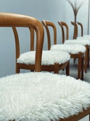 2x Chaises de salle à manger hêtre massif bois aspect fourrure de mouton