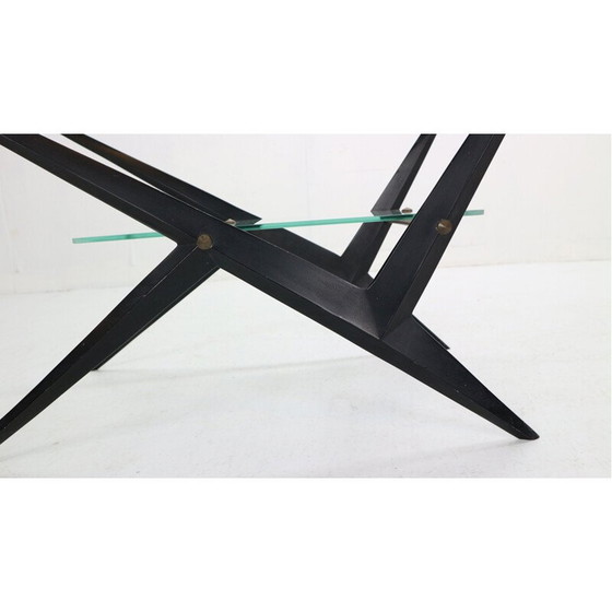 Image 1 of Vintage coffee table with black lacquered metal frame by Jarden, France 1950