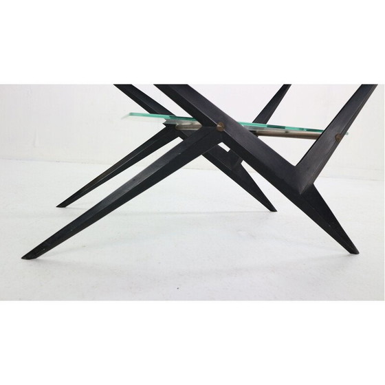 Image 1 of Vintage coffee table with black lacquered metal frame by Jarden, France 1950