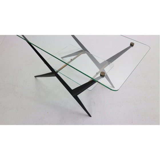 Image 1 of Vintage coffee table with black lacquered metal frame by Jarden, France 1950