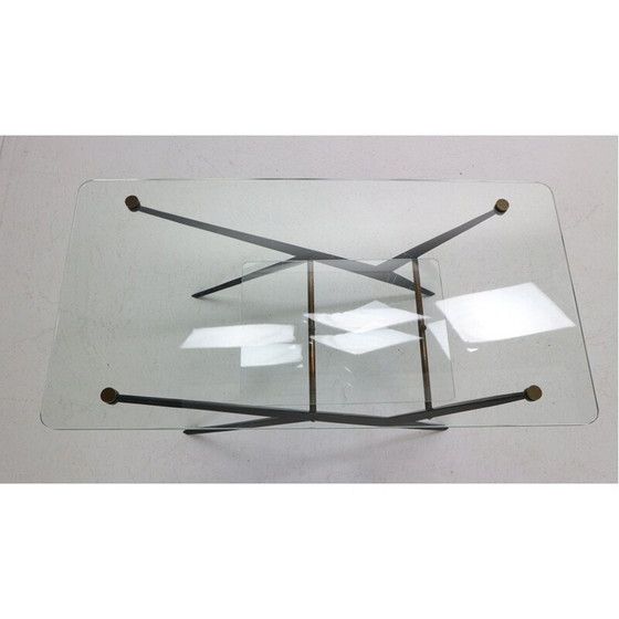 Image 1 of Vintage coffee table with black lacquered metal frame by Jarden, France 1950