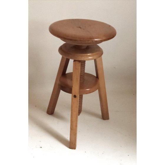 Image 1 of Vintage beechwood screw-down workshop stool, 1950
